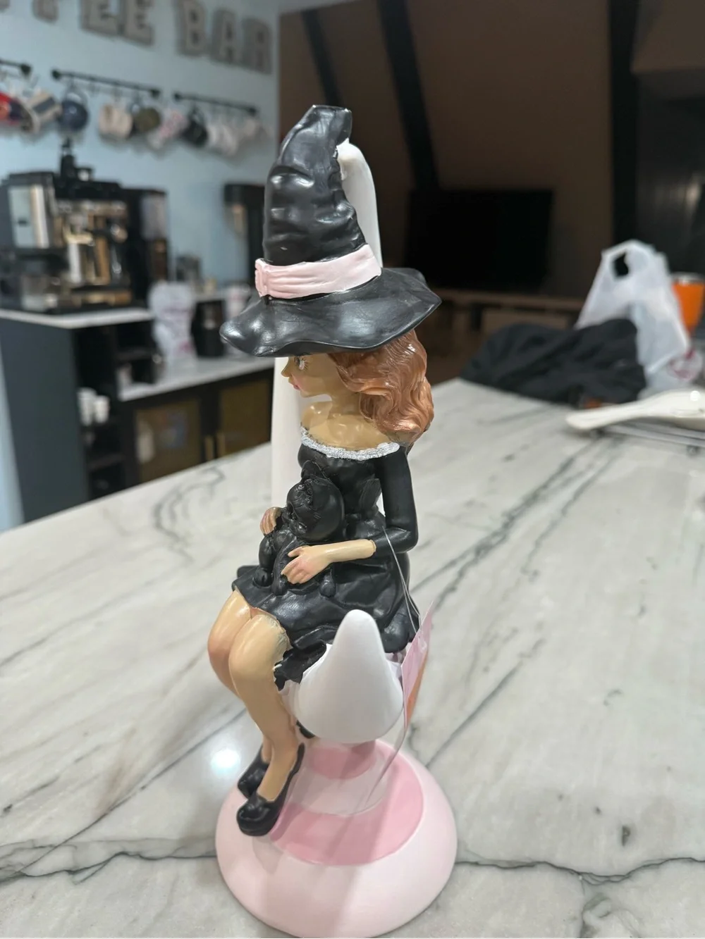 ✨ Whimsical Witch on Crescent Moon with Black Cat ✨